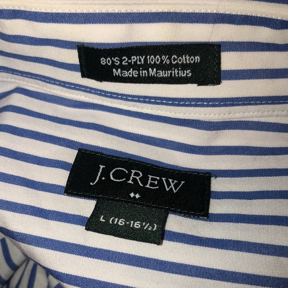 J Crew White and Blue Striped Dress Shirt L 16-16 1/2 - Picture 9 of 9
